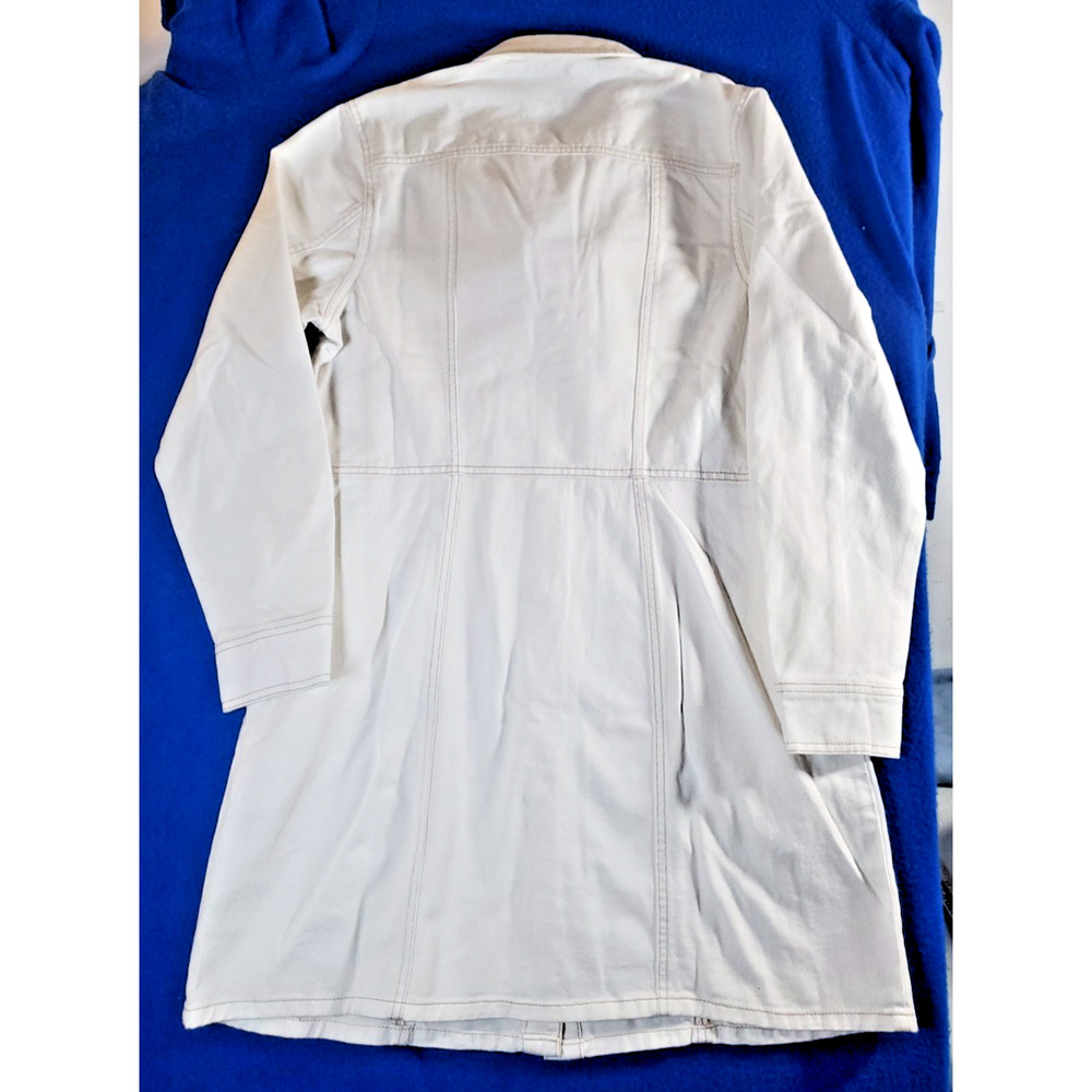 Frye Shirt Dress Women's Large White Denim Long Sleeve ButtonFront Tunic Pockets - Picture 5 of 16